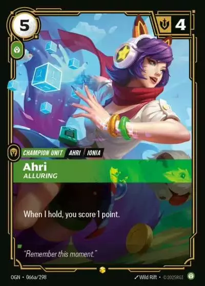 Ahri Alluring - OGN-066a - Origins - Riftbound card