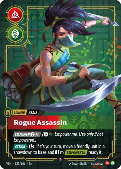 Akali Rogue Assassin VEN-139 Vendetta Riftbound card