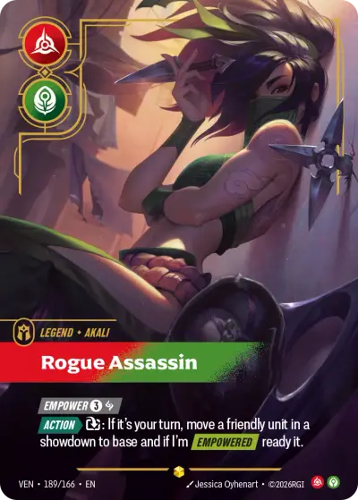 Akali Rogue Assassin VEN-189 Vendetta Riftbound card