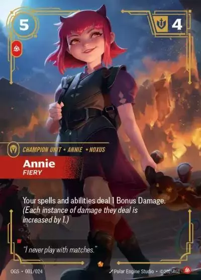Annie Fiery - OGS-001 - Proving Grounds - Riftbound card