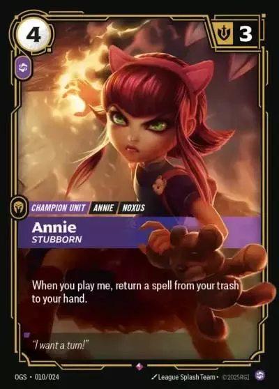Annie Stubborn - OGS-010 - Proving Grounds - Riftbound card