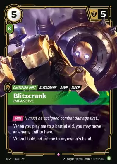 Blitzcrank Impassive - OGN-067 - Origins - Riftbound card