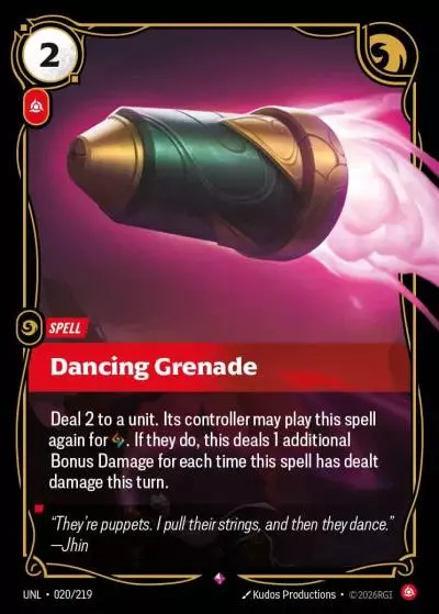 Dancing Grenade - UNL-020 - Unleashed - Riftbound card