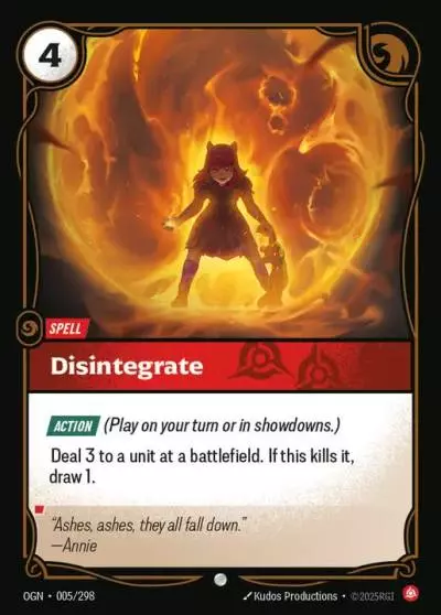 Disintegrate - OGN-005 - Origins - Riftbound card