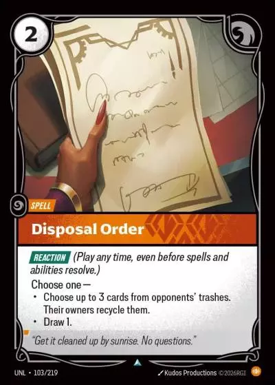 Disposal Order - UNL-103 - Unleashed - Riftbound card
