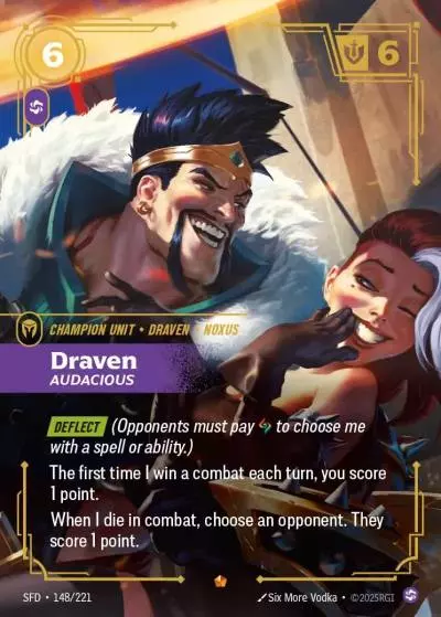 Draven, Audacious - SFD-148 - Spiritforged - Riftbound card