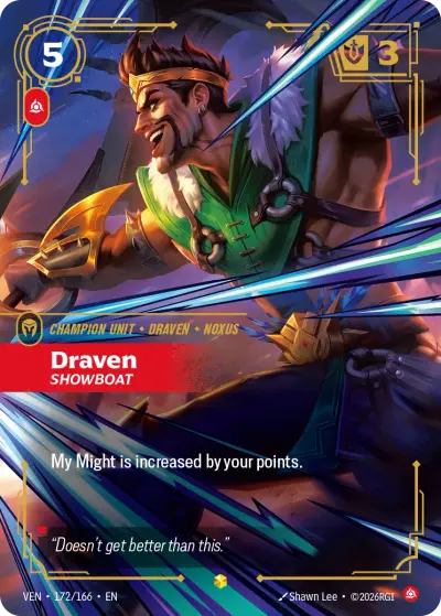 Draven Showboat VEN-172 Vendetta Riftbound card