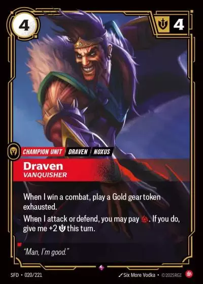 Draven Vanquisher - SFD-020 - Spiritforged - Riftbound card