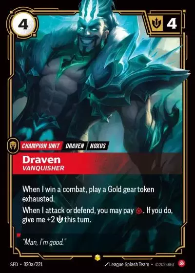 Draven Vanquisher - SFD-020a - Spiritforged - Riftbound card