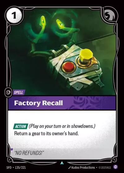 Factory Recall - SFD-135 - Spiritforged - Riftbound card
