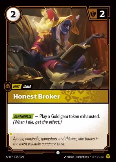 Honest Broker - SFD-155 - Spiritforged - Riftbound card