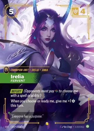 Irelia, Fervent - SFD-225s - Spiritforged - Riftbound card