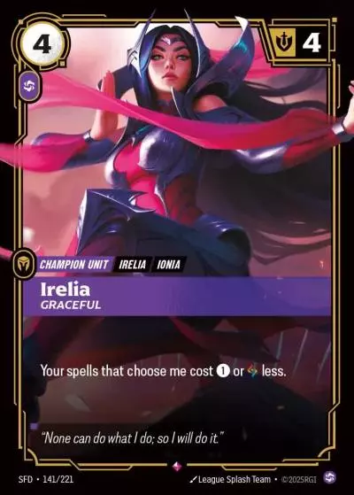 Irelia, Graceful - SFD-141 - Spiritforged - Riftbound card