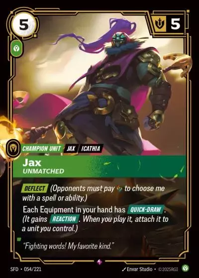 Jax, Unmatched - SFD-054 - Spiritforged - Riftbound card