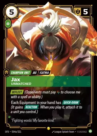 Jax, Unmatched - SFD-054a - Spiritforged - Riftbound card