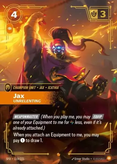 Jax Unrelenting - SFD-119 - Spiritforged - Riftbound card