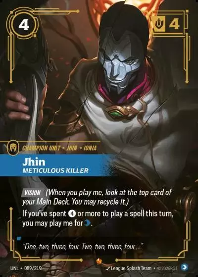 Jhin, Meticulous Killer - UNL-089 - Unleashed - Riftbound card
