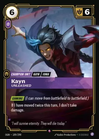 Kayn Unleashed - OGN-189 - Origins - Riftbound card