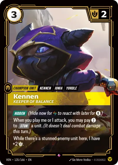 Kennen Keeper Of Balance VEN-135 Vendetta Riftbound card