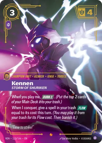 Kennen Storm Of Shuriken VEN-113 Vendetta Riftbound card