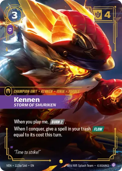 Kennen Storm Of Shuriken VEN-113a Vendetta Riftbound card