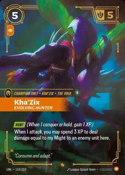 Kha’Zix, Evolving Hunter - UNL-119 - Unleashed - Riftbound card