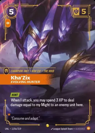 Kha’Zix, Evolving Hunter - UNL-119a - Unleashed - Riftbound card