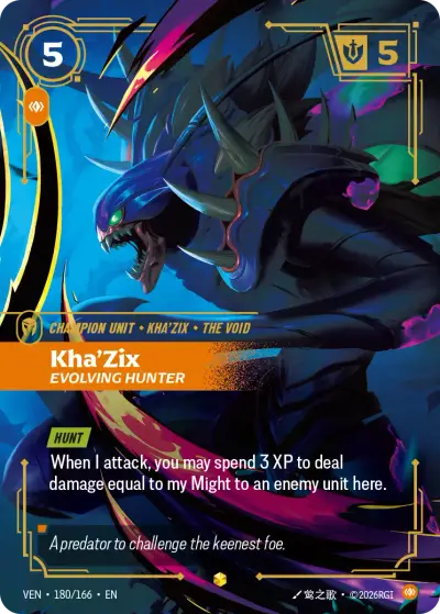 Khazix Evolving Hunter VEN-180 Vendetta Riftbound card