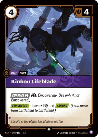 Kinkou Lifeblade VEN-093 Vendetta Riftbound card