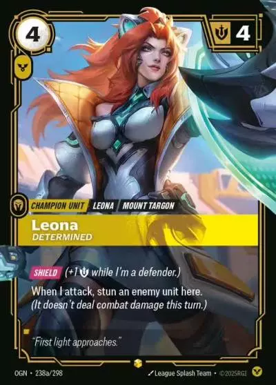 Leona Determined - OGN-238a - Origins - Riftbound card