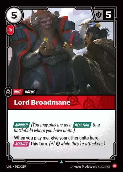 Lord Broadmane - UNL-012 - Unleashed - Riftbound card