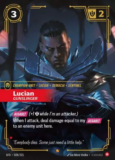Lucian, Gunslinger - SFD-028 - Spiritforged - Riftbound card