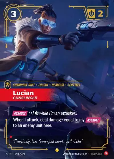Lucian, Gunslinger - SFD-028a - Spiritforged - Riftbound card