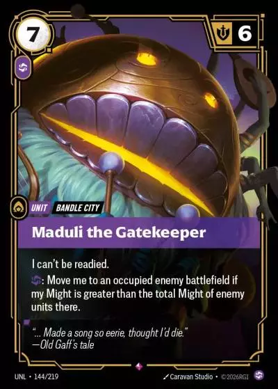 Maduli the Gatekeeper - UNL-144 - Unleashed - Riftbound card