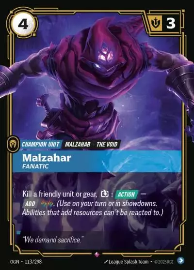Malzahar Fanatic - OGN-113 - Origins - Riftbound card