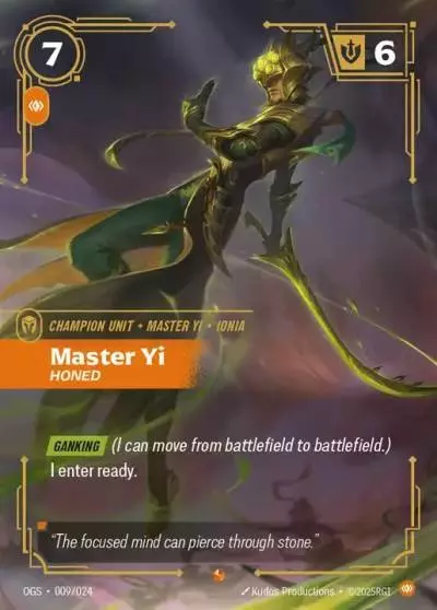 Master Yi Honed - OGS-009 - Proving Grounds - Riftbound card