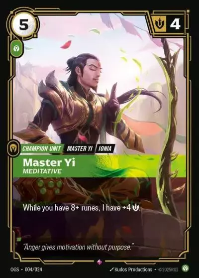 Master Yi Meditative - OGS-004 - Proving Grounds - Riftbound card