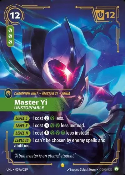 Master Yi, Unstoppable - UNL-059a - Unleashed - Riftbound card