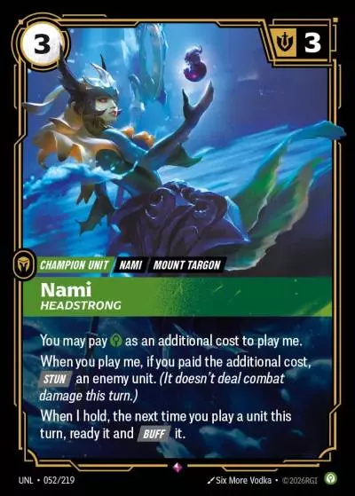 Nami, Headstrong - UNL-052 - Unleashed - Riftbound card