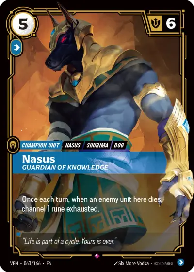 Nasus Guardian Of Knowledge VEN-063 Vendetta Riftbound card