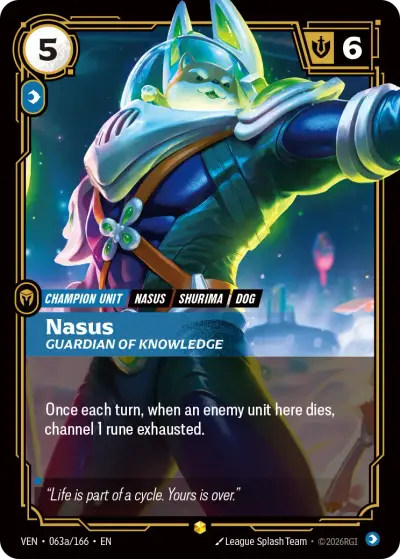 Nasus Guardian Of Knowledge VEN-063a Vendetta Riftbound card