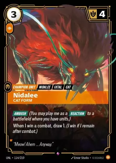 Nidalee, Cat Form - UNL-114 - Unleashed - Riftbound card