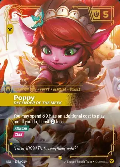 Poppy, Defender of the Meek - UNL-178a - Unleashed - Riftbound card
