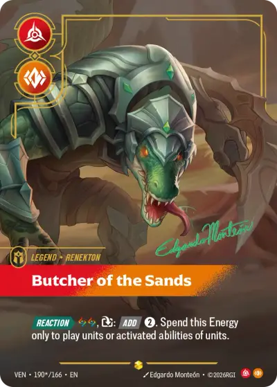 Renekton Butcher Of The Sands VEN-190s Vendetta Riftbound card
