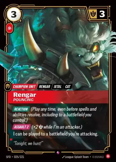 Rengar, Pouncing - SFD-025 - Spiritforged - Riftbound card