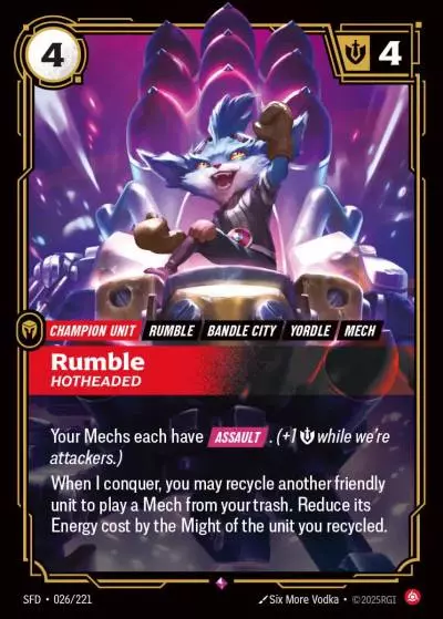 Rumble, Hotheaded - SFD-026 - Spiritforged - Riftbound card