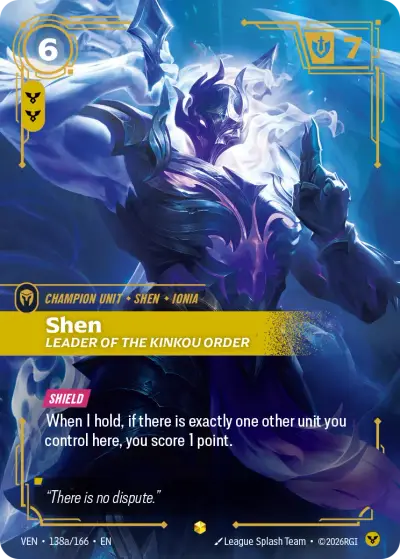 Shen Leader Of The Kinkou Order VEN-138a Vendetta Riftbound card