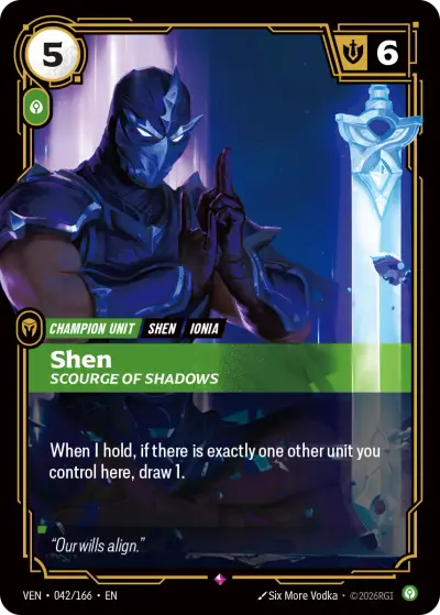 Shen Scourge Of Shadows VEN-042 Vendetta Riftbound card