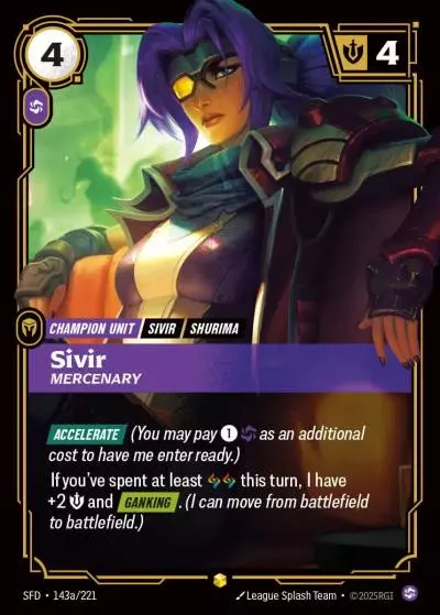 Sivir, Mercenary - SFD-143a - Spiritforged - Riftbound card