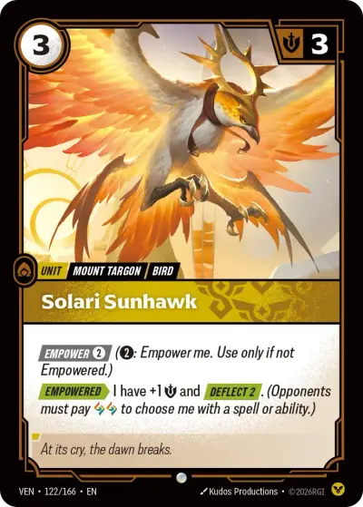 Solari Sunhawk VEN-122 Vendetta Riftbound card